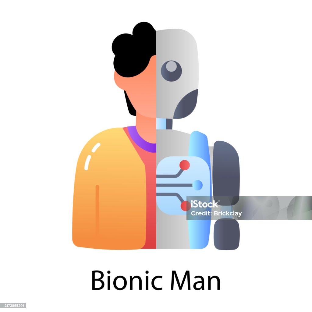 Bionic Man Vs. Machine Bionic Man Stock Illustration - Download Image Now - Adult, Artificial ...