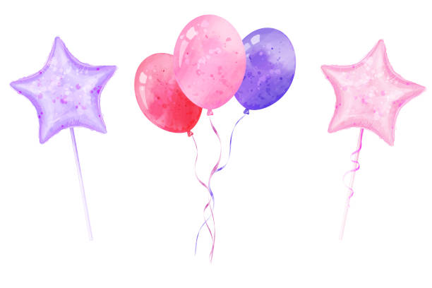 Balloons. Beautiful vector watercolor Balloons. Beautiful vector watercolor star shaped balloon watercolor hot air balloon stock illustrations