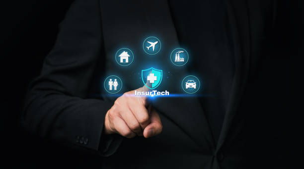 istock Insurance technology (Insurtech) concept and businessman pressing on text with virtual screen. 2173856674