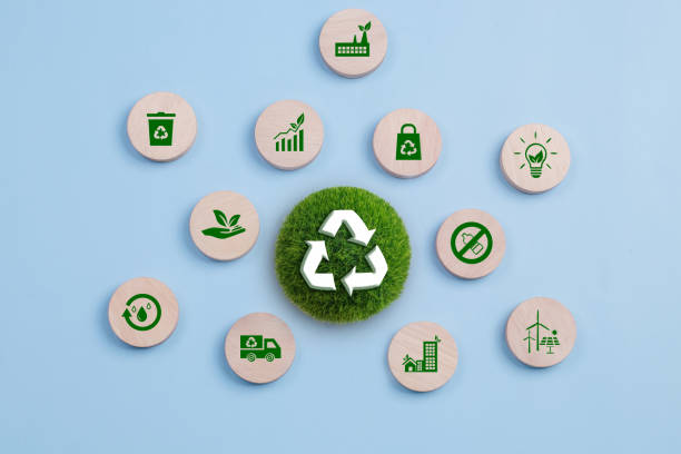istock Recycle and zero waste concept. Green globe with recycle icon and waste recycling symbol. Save the earth. Ecological waste management and a sustainable. CSR. World Environment Day. green Business. 2173859930