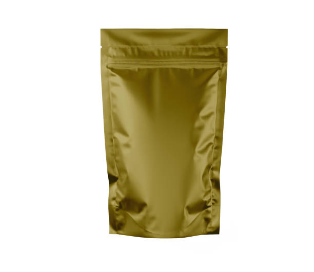 istock foil blank bag package on white background aluminium bag Packaging sachet mockup  food branding packaging 3D rendering, 3D illustration, Mockups for Branding Design 2173860626