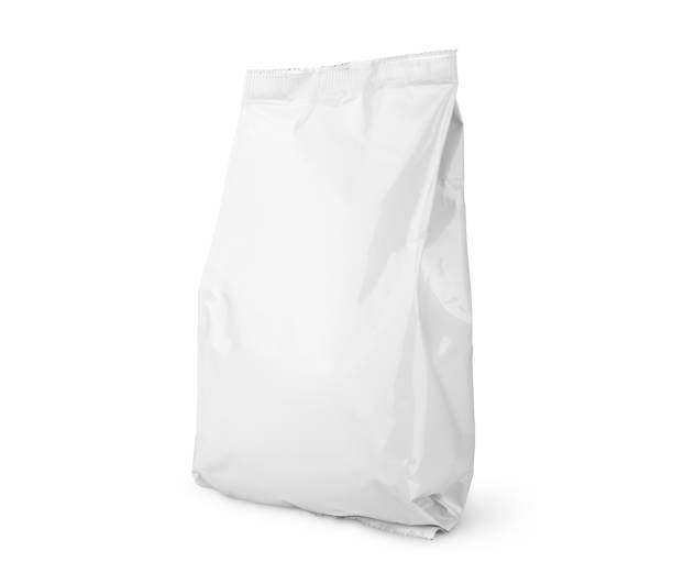 istock foil blank bag package on white background aluminium bag Packaging sachet mockup  food branding packaging 3D rendering, 3D illustration, Mockups for Branding Design 2173860627