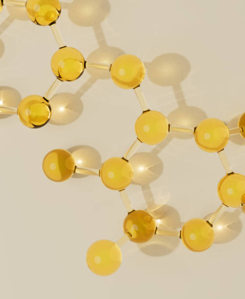 istock Transparent yellow cosmetic product molecules. 3d rendering glass spheres 2173862168