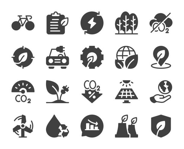 Net Zero & Carbon Neutrality - Icons Net Zero & Carbon Neutrality Icons Vector EPS File. persistent organic pollutants stock illustrations