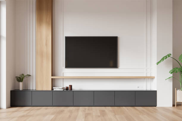 istock Modern living room with minimalist TV unit and decor. 3D Rendering 2173865274