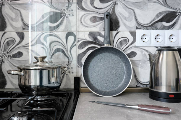 istock Lots of different cookware for cooking in the home kitchen. 2173867499