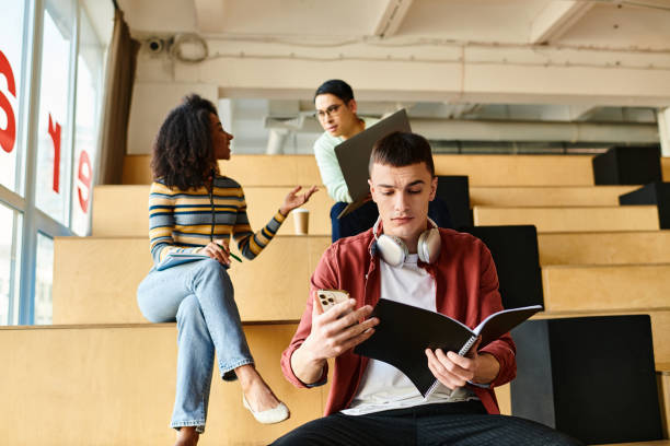 istock A diverse group of college students engaging in lively discussions on classroom stairs 2173873282