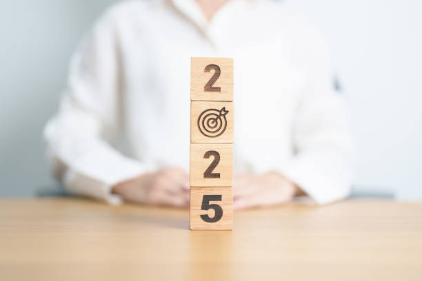 istock 2025 year block with dartboard icon. Goal, Target, Resolution, strategy, plan, Action, mission, motivation, and New Year start concepts 2173876976