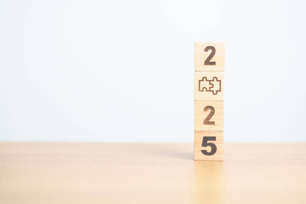 istock 2025 block with jigsaw puzzle icon. Business Process, Team, teamwork, Goal, mission, Resolution, strategy, plan, Action, partnership, and New Year start 2173877423