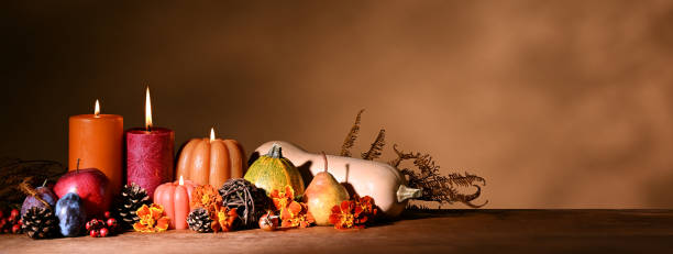 istock Autumn decoration with candles 2173880512