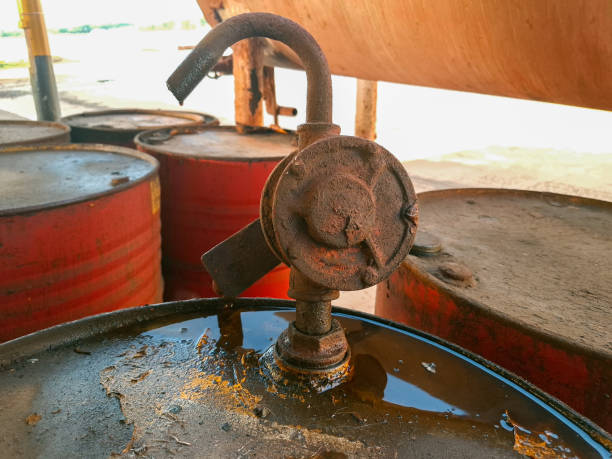 istock manual hand pump for pumping oil in the drum 2173884962