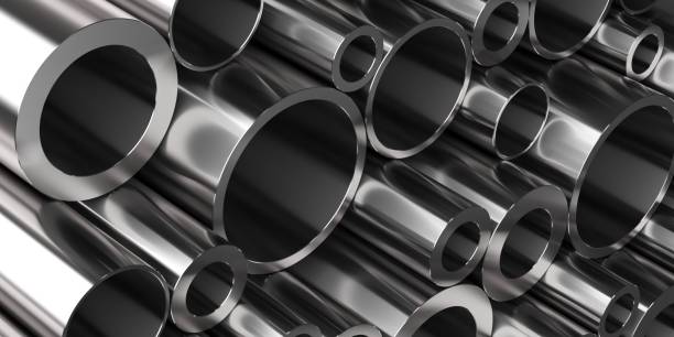istock Stack of stainless steel pipes. Industrial background 2173886665