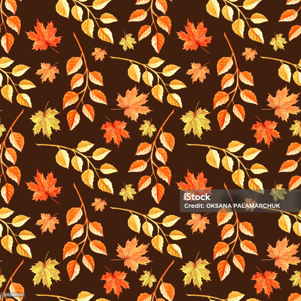 Fall Fill Pattern Autumn Leaves Seamless Pattern Fall Foliage Botanical Background For ...