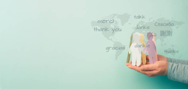 istock Thank you day, word thanks in different languages, world map, being thankful, support, help and charity concept, positive attitude 2173898358
