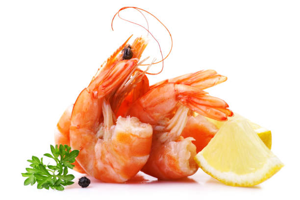 istock Fresh shrimps on white background 2173903999