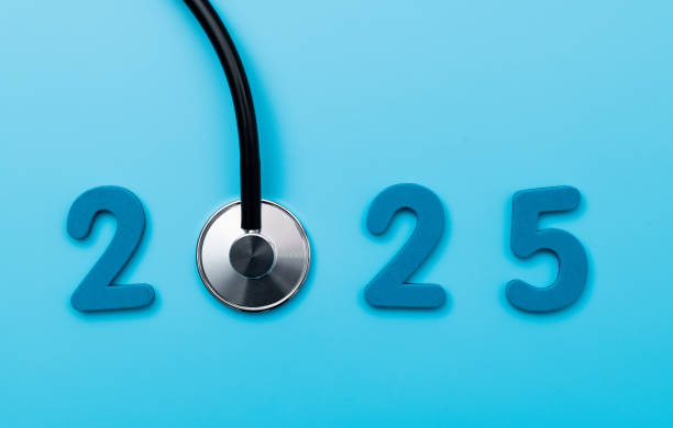 istock Stethoscope and number 2025 on blue background 2173910246