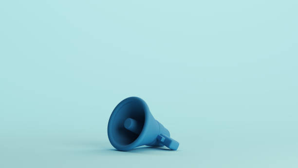 istock Blue megaphone loudspeaker speaker horn communication monochrome social justice protest pale light blue background 2173911622