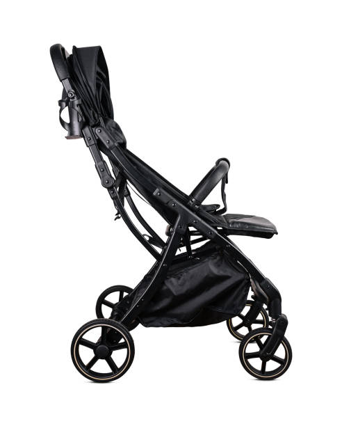 istock Modern black baby stroller isolated on white background 2173912652