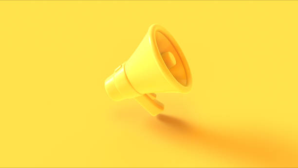 istock Yellow megaphone loudspeaker bright vivid protest communication horn monochrome background 2173917643
