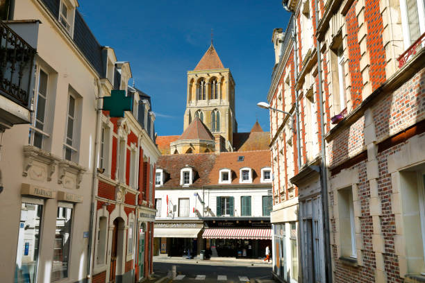 Historic buildings in Saint-Pierre-sur-Dives. Saint-Pierre sur Dives Abbey (Abbaye de Saint-Pierre sur-Dives) in the middle.