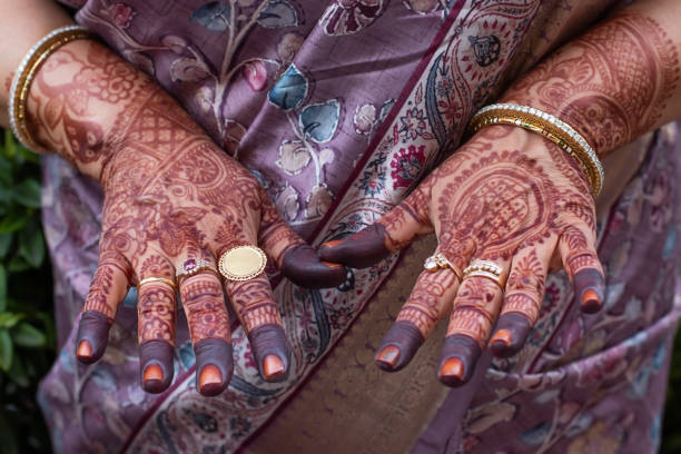 Close-Up Of Woman Hand With Henna Tattoo