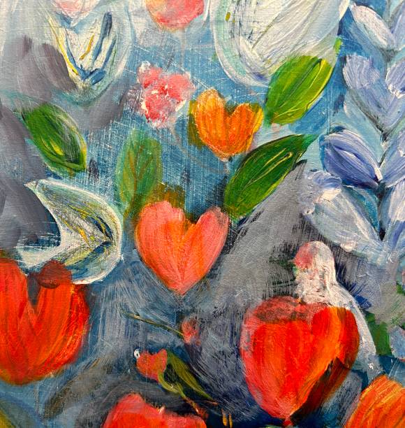 istock Red Heart Flowers in semi abstract with leaves 2173940583