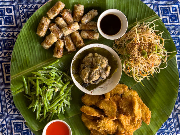 istock Delicious Asian Meal Displayed on a Banana Leaf 2173947388