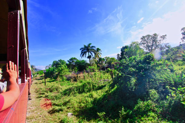 Trinidad, Cuba - January 2, 2016: train to the slave watch tower in the Valle de los Ingenios near Trinidad, Cuba