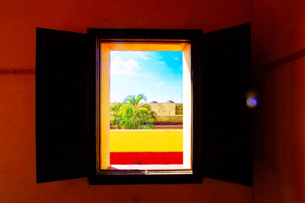 istock vibrant view through an open window, with deep, rich colors providing a striking contrast 2173948623