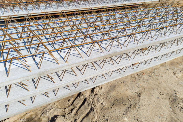 istock Reinforced prefabricated concrete slab at construction site 2173950235