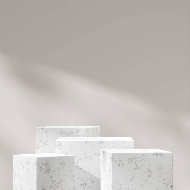 istock Minimal empty scene marble podium 3d render mockup template in square with white wall 2173951128