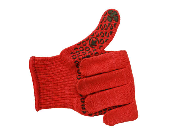 Pair of polka dots red gardening gloves