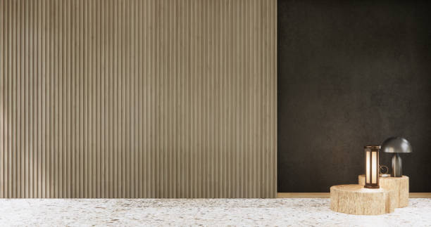 istock Dark concept mockup living room zen style empty wall background.3D rendering 2173953796