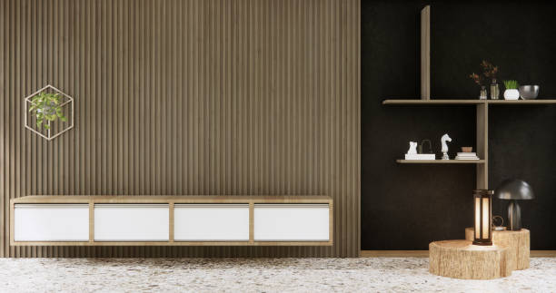 istock Cabinet wooden design on white room interior modern style.3D rendering 2173953809