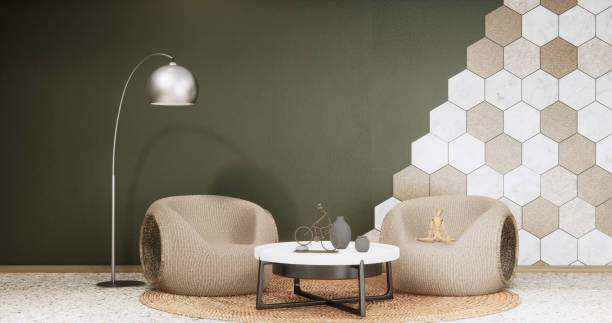 istock Dark concept mockup living room zen style empty wall background.3D rendering 2173953900