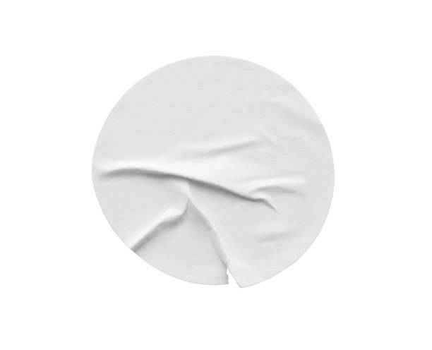 istock Blank white round paper sticker label isolated on white background 2173956055