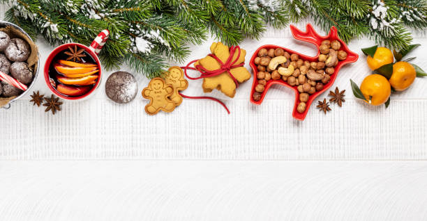 istock Christmas cookies and mulled wine arrangement 2173959371