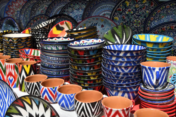 istock Ceramic plates with the traditional pattern of Uzbekistan 2173960511