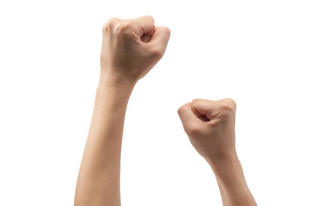 istock Woman's hands with fist gesture isolated on a white background. 2173961690