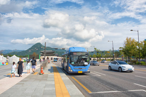 Seoul Gwanghwamun Square Seoul, Korea - September18th 2024, Its the Gwanghwamun Square Downtown Seoul Korea. seoul bus stock pictures, royalty-free photos & images