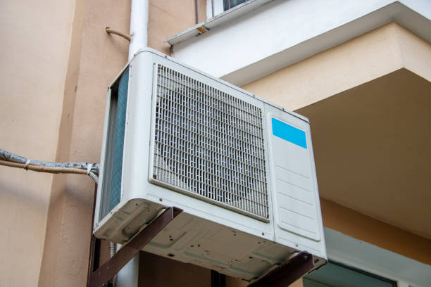 istock An air conditioner is fixed on the side of a structure, possibly a building 2173964177