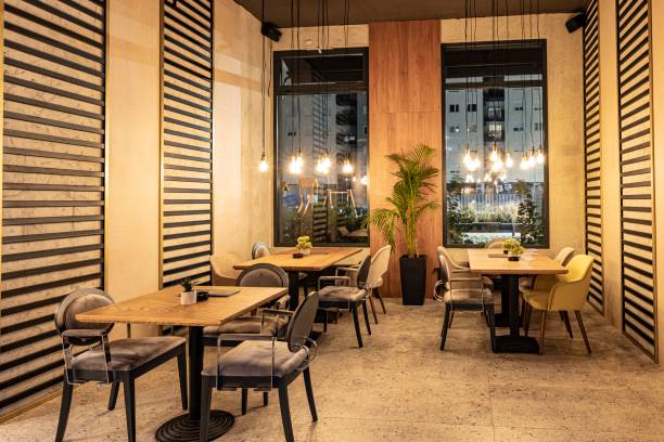 istock Interior of a Modern Restaurant at Night 2173964395