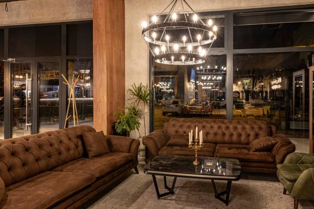 istock Interior of a Modern Restaurant at Night 2173964403