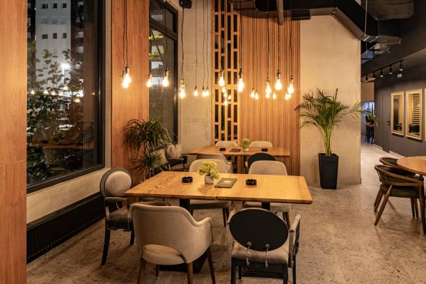 istock Interior of a Modern Restaurant at Night 2173964423