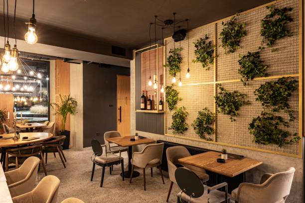 istock Interior of a Modern Restaurant at Night 2173964437