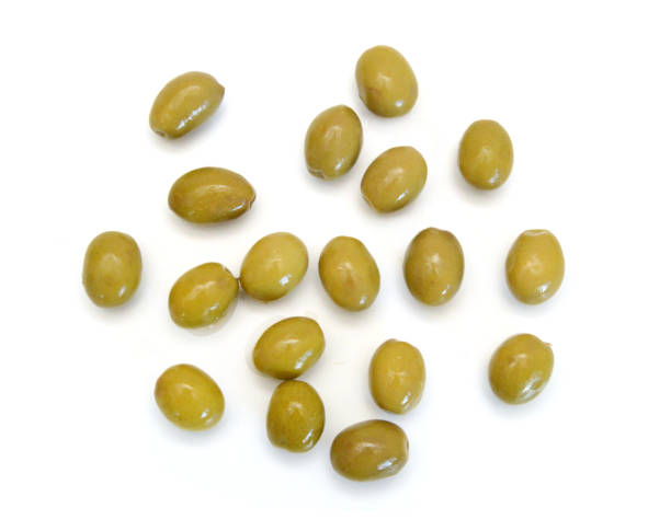 istock Olives on twig isolated on white background 2173967518