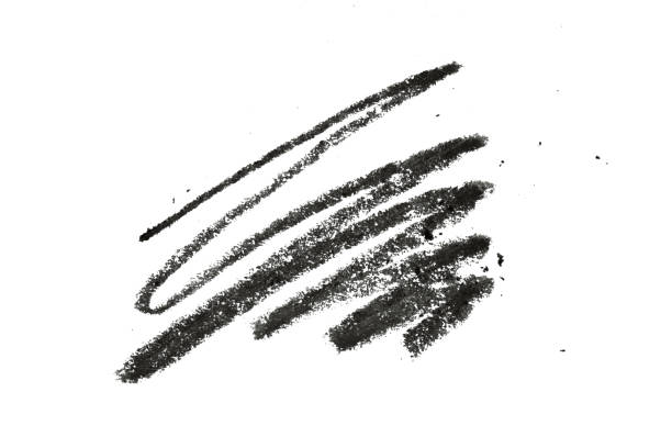 Black cosmetic eye pencil stroke isolated on white background