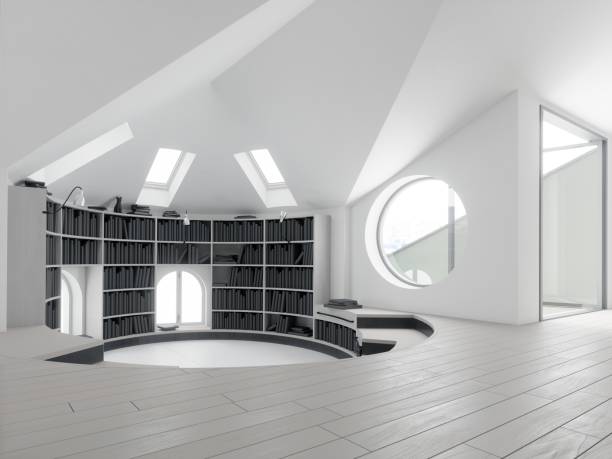 istock Interior of modern library with white walls 2173979236