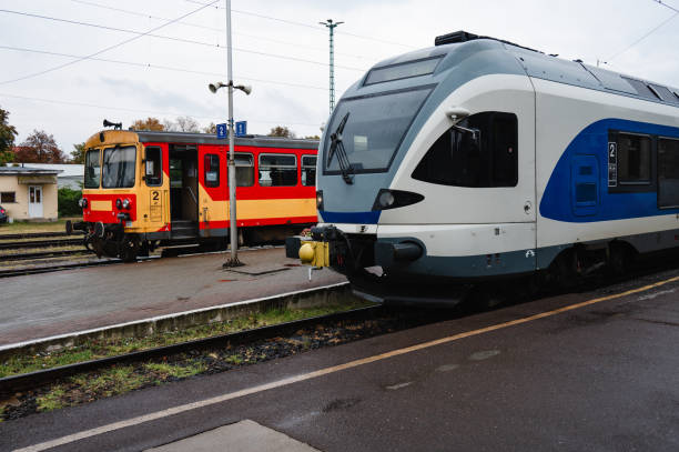 istock Modern and classic trains at a station 2173988552