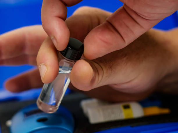 istock A human hand manipulating a free chlorine meter 2173995425